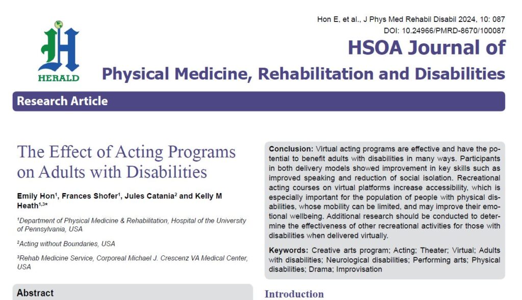 The Effect of Acting Programs
on Adults with Disabilities